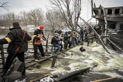 Members of a Ukrainian civil defense