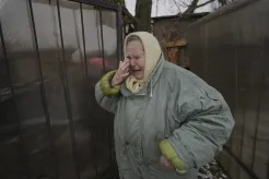 A woman cries
